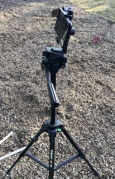 Side view of iPhone/Lens on Tripod