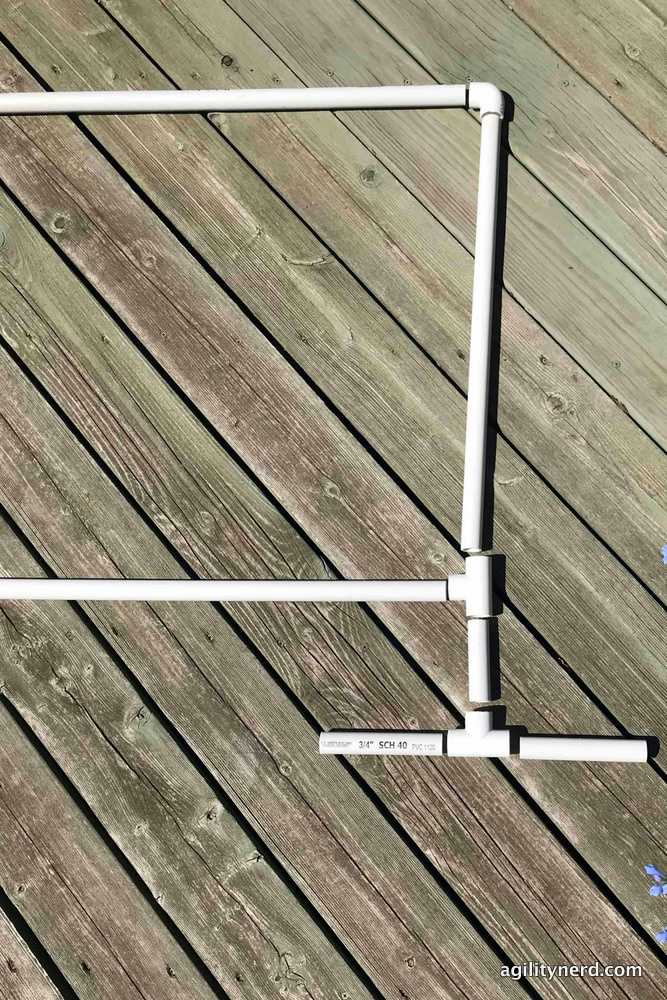 PVC parts laid out for assembly of side of gate PVC parts laid out for assembly of side of gate